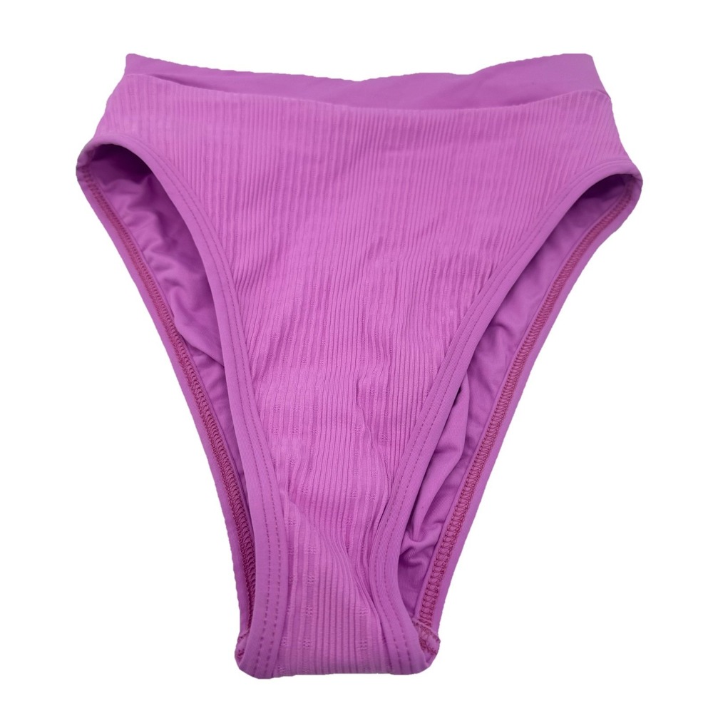 L*Space Pink Frenchi Bikini Bottom Bitsy Small Ribbed High Cut NWT